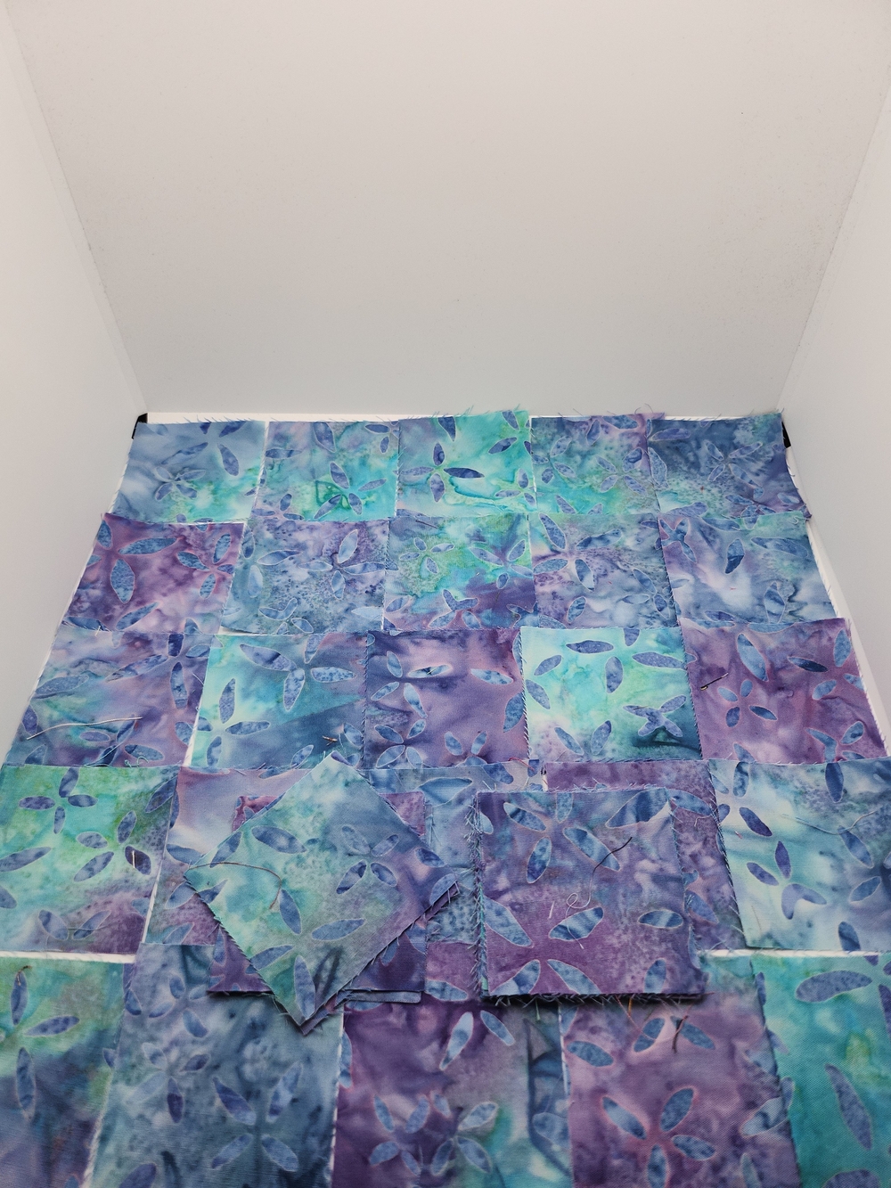 Teal and Purple 2.50 Inch Batik Precut Squares